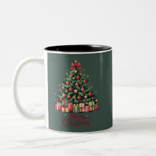 Frohe Weihnachtsbaum Urlaub Winter Weihnachten Wei Zweifarbige Tasse