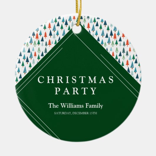 Frohe Weihnachtsbaum Urlaub Wintery Grün Party Keramik Ornament (Vorne)