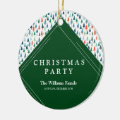 Frohe Weihnachtsbaum Urlaub Wintery Grün Party Keramik Ornament (Links)