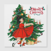 Frohe Weihnachtsbaum Vintage Kunstkarte Magnetkarte (Vorderseite)