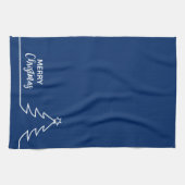 Frohe Weihnachtsbaum w Star Blue White Line Art Geschirrtuch (Horizontal)
