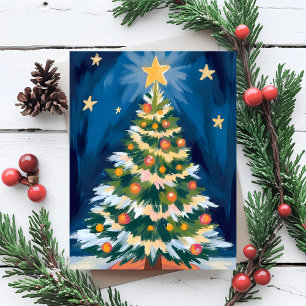 Frohe Weihnachtsbaum-Wasserfarbe Feiertagskarte
