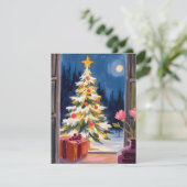 Frohe Weihnachtsbaum Wasserfarbe Feiertagskarte (Stehend Vorderseite)