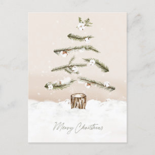 Frohe Weihnachtsbaum Wasserfarbe Feiertagspostkarte
