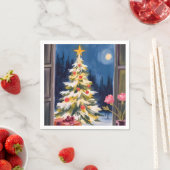 Frohe Weihnachtsbaum-Wasserfarbe-Festtage Serviette (Beispiel)