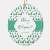 Frohe Weihnachtsbaum Wasserfarbe Pastel Muster Keramik Ornament (Links)