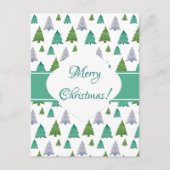 Frohe Weihnachtsbaum Wasserfarbe Pastel Muster Postkarte (Vorderseite)