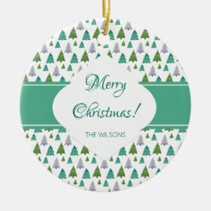 Frohe Weihnachtsbaum-Wasserfarbe-Pastell-Muster Keramik Ornament