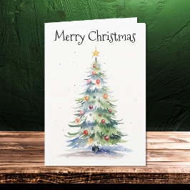 Frohe Weihnachtsbaum Wasserfarbenfamilie Karte