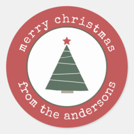 Frohe Weihnachtsbaum Weihnachtsgeschenk Tag Runder Aufkleber