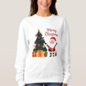 Frohe Weihnachtsbaum Weihnachtsmann mit Geschenken Sweatshirt (Vorderseite)