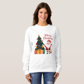 Frohe Weihnachtsbaum Weihnachtsmann mit Geschenken Sweatshirt (Vorne ganz)
