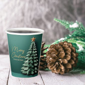 Frohe Weihnachtsbaum wunderschönes Green Gold Part Pappbecher