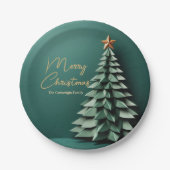 Frohe Weihnachtsbaum wunderschönes Green Gold Part Pappteller (Vorderseite)