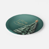 Frohe Weihnachtsbaum wunderschönes Green Gold Part Pappteller (Schrägansicht)