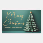 Frohe Weihnachtsbaum wunderschönes Green Gold Part Rechteckiger Aufkleber (Vorderseite)