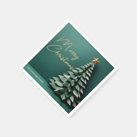 Frohe Weihnachtsbaum wunderschönes Green Gold Part Serviette (Ecke)