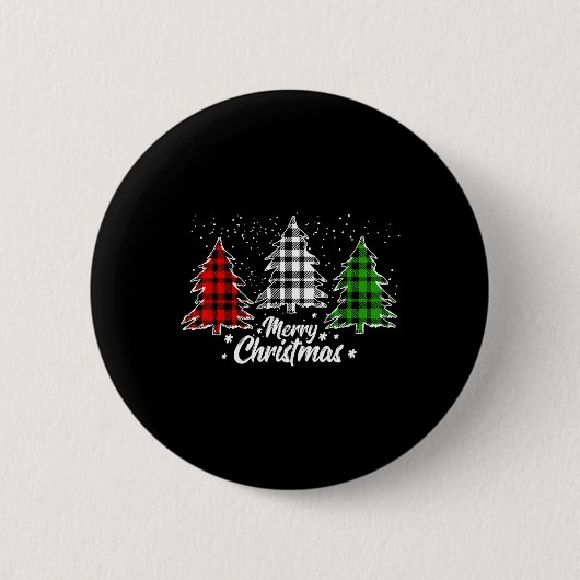 Frohe Weihnachtsbaum Xmas Buffalo Kariert Red Whit Button (Vorderseite)