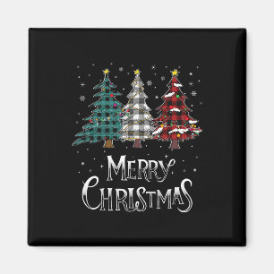 Frohe Weihnachtsbaum Xmas Buffalo Kariert Red Whit Magnet