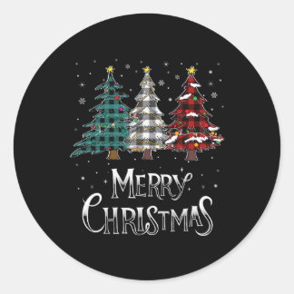 Frohe Weihnachtsbaum Xmas Buffalo Kariert Red Whit Runder Aufkleber