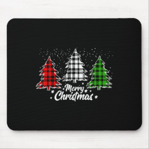 Frohe Weihnachtsbaum Xmas Buffalo Kariert Rot Weiß Mousepad