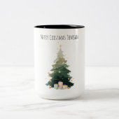 "Frohe Weihnachtsbaum Zwei-Tone-Geschenkidee Tasse (Mittel)