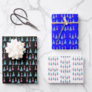 Frohe Weihnachtsbaumblätterpapier Geschenkpapier Set
