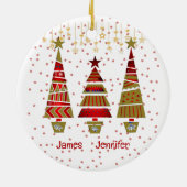 Frohe Weihnachtsbaumdekor Snowflake Familiennamen Keramik Ornament (Hinten)