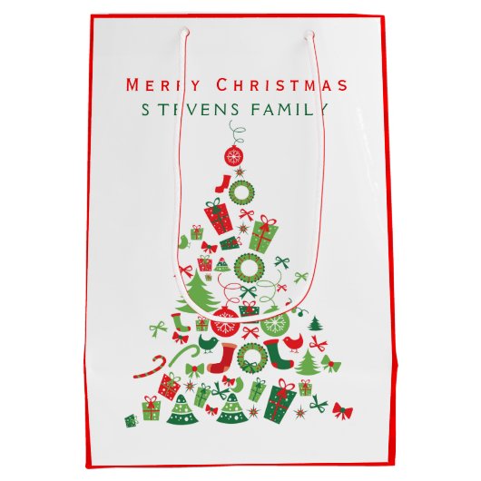 Frohe Weihnachtsbäume 2 Mittlere Geschenktüte (Rückseite)