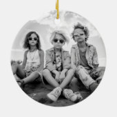 Frohe Weihnachtsbäume bunter Retro-Schriftart Keramik Ornament (Hinten)