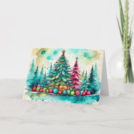 Frohe Weihnachtsbaume | Die Jahreszeiten Feiertagskarte