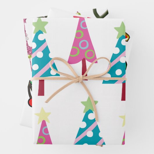 Frohe Weihnachtsbaume Elf Geschenkpapier Set (Beispiel)