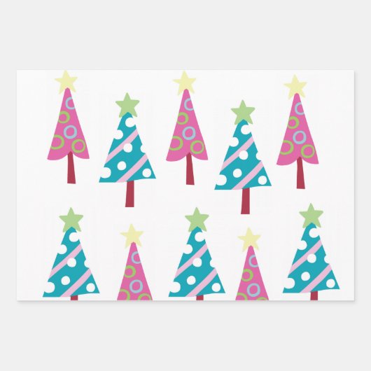 Frohe Weihnachtsbaume Elf Geschenkpapier Set (Vorderseite)