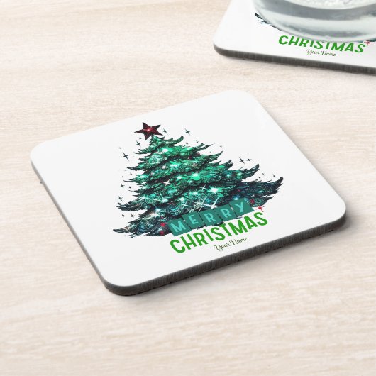 Frohe Weihnachtsbaume Getränkeuntersetzer (Linke Seite)