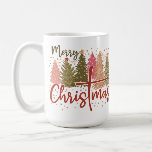 Frohe Weihnachtsbäume & Gnome Keramik Tasse (Links)