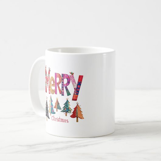 Frohe Weihnachtsbäume Kaffeetasse (Vorderseite Links)
