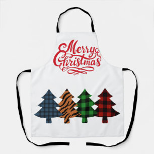 Frohe Weihnachtsbäume kariert Zwei-Tone-Kaffee-Tas Schürze