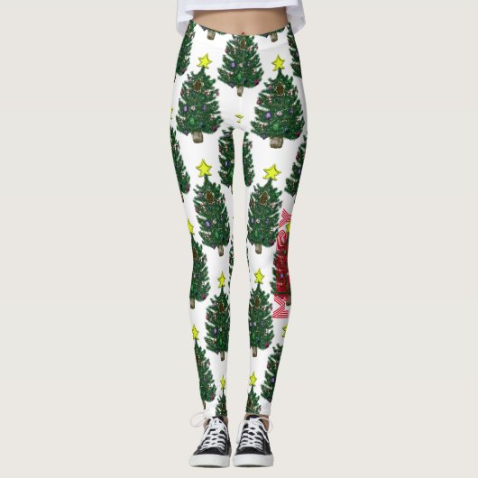 Frohe Weihnachtsbaume Leggings (Vorderseite)