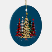 Frohe Weihnachtsbäume mit Buffalo Kariert & Leopar Keramik Ornament (Rechts)