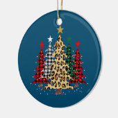 Frohe Weihnachtsbäume mit Buffalo Kariert & Leopar Keramik Ornament (Links)