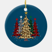 Frohe Weihnachtsbäume mit Buffalo Kariert & Leopar Keramik Ornament (Hinten)