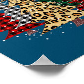 Frohe Weihnachtsbäume mit Buffalo Kariert & Leopar Poster (Ecke)