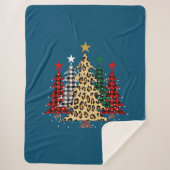 Frohe Weihnachtsbäume mit Buffalo Kariert & Leopar Sherpadecke (Vorderseite)