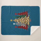 Frohe Weihnachtsbäume mit Buffalo Kariert & Leopar Sherpadecke (Vorderseite (Horizontal))