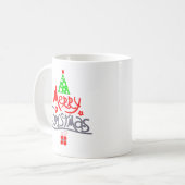 Frohe Weihnachtsbäume mit Geschenk Kaffeetasse (Vorderseite Links)