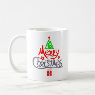 Frohe Weihnachtsbäume mit Geschenk Kaffeetasse