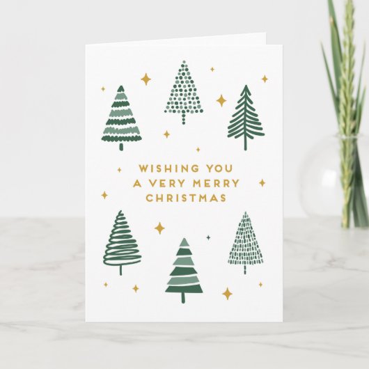 Frohe Weihnachtsbäume mit Sternen Karte (Vorderseite)