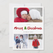 Frohe Weihnachtsbaume Pinselschrift 3 FotoCollage Feiertagskarte (Vorderseite)