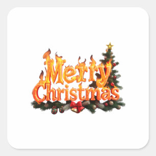 Frohe Weihnachtsbaume Quadratischer Aufkleber