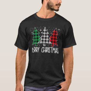 Frohe Weihnachtsbäume Rot Grün Buffalo Kariert T-Shirt